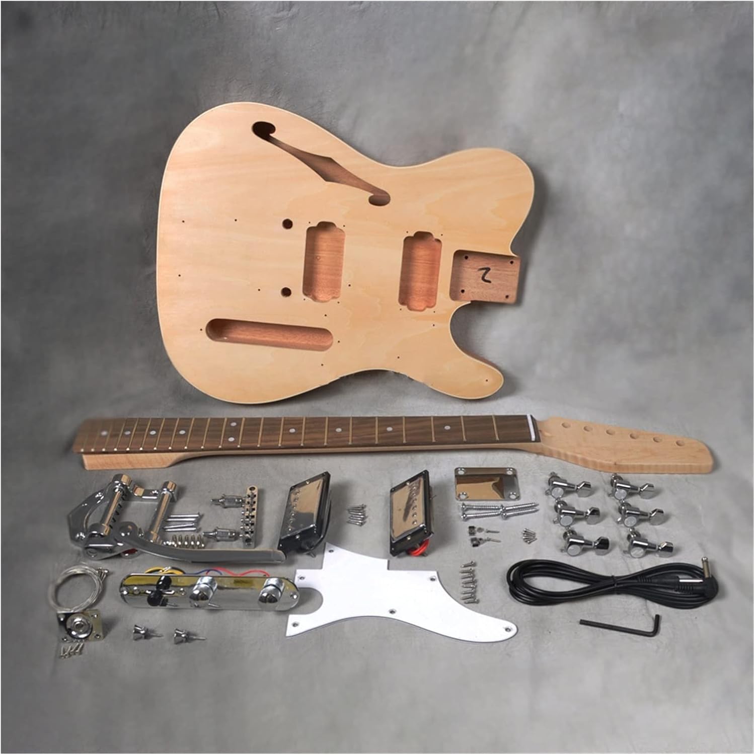 DIY Electric Guitar Kit Unfinished Semi-Hollow Mahogany Basswood Body DIY Electric Guitar Build Kit Mahogany