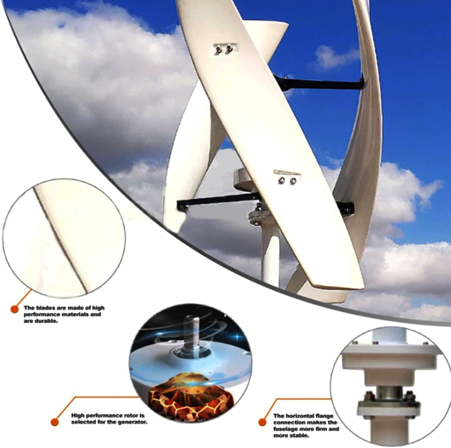 24v, 12000W Portable Vertical Shaft Wind Turbine Generator with MPPT Controller 12V 24V 48V 3 Blades Permanent Magnet Wind Turbine Generator for Home Street Lighting (White)