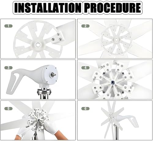 8-Blade Wind Turbine Generator, 20000W Portable Vertical Axis Windmill, Low Noise Renewable Energy Kit for 12V Hybrid Solar & Wind Systems
