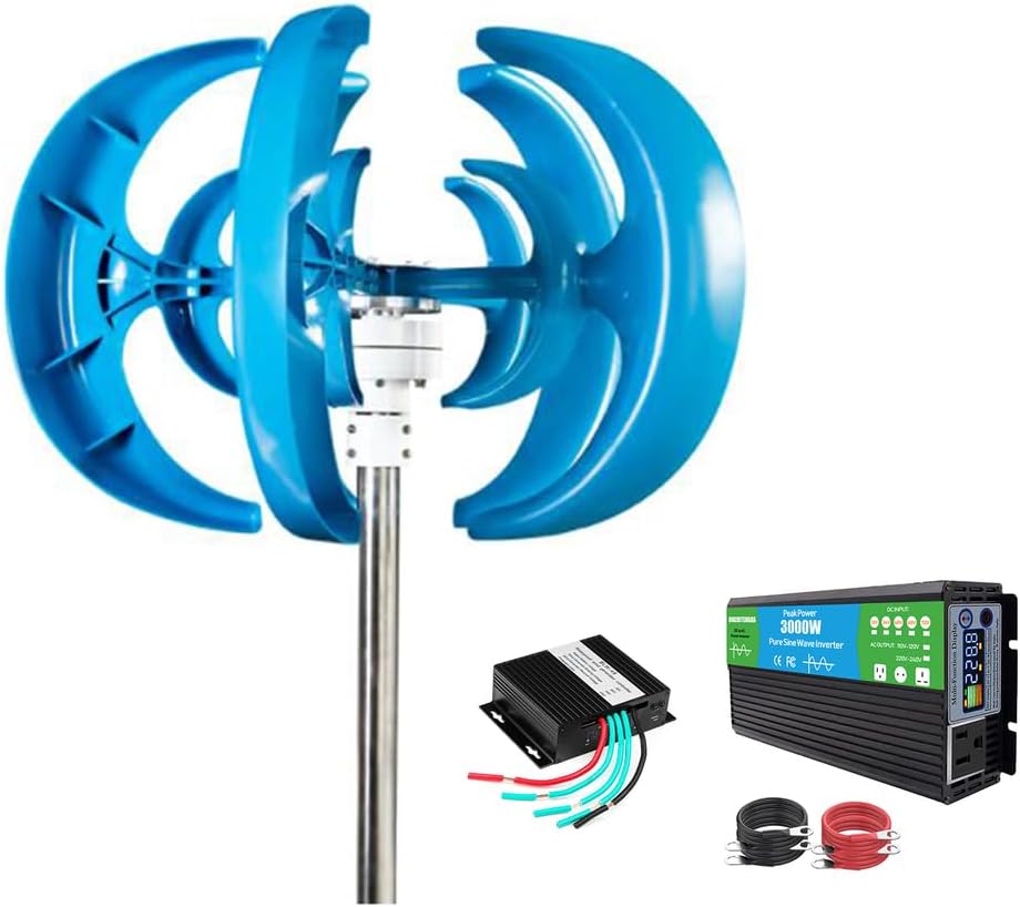 12v,HYZHANHONG 12000W 12V24V 48V Horizontal Wind Turbine Generator,12M/S Rated Wind Speed with Controllerwind Power Generator for Home Street