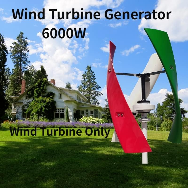 Wind Power Turbine Generator 6000W Vertical Axis Energy Windmill Wind Turbine Generator 12V 24V 48V with MPPT Hybrid Controller for Homeuse (Color : Option 1, Size : White_48V)