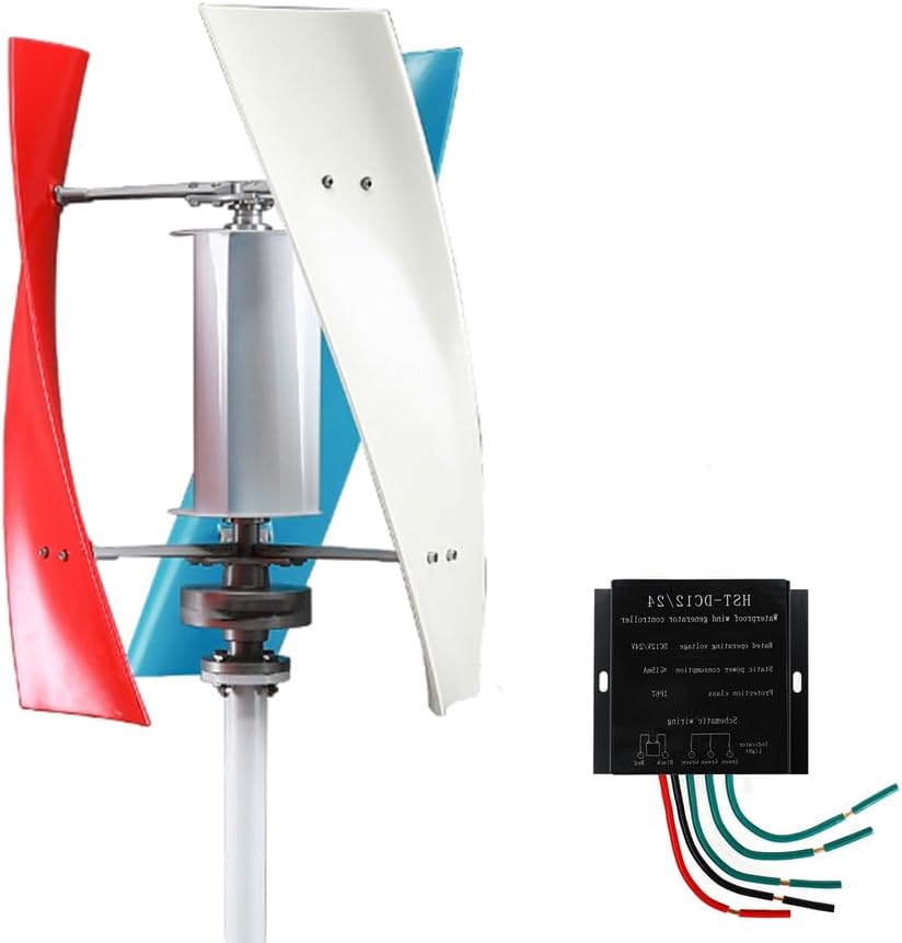 3-Blade 14000W Colorful Wind Turbine Windmill,12V/24V/48V/220V Vertical Wind Generator, for Home Business Boats Cabins Gazebos Off-Grid Power