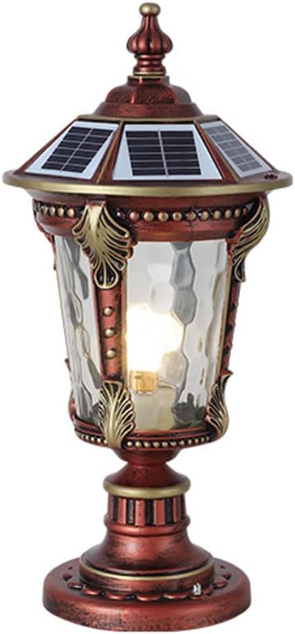 RCIDOS Solar Waterproof Lamp Shade Traditional Column Headlight Outdoor Pillar Head Light Fence Courtyard Lighting Fixture Exterior Post Lantern With Pier Mount Base For Landscape Community Patio Gard