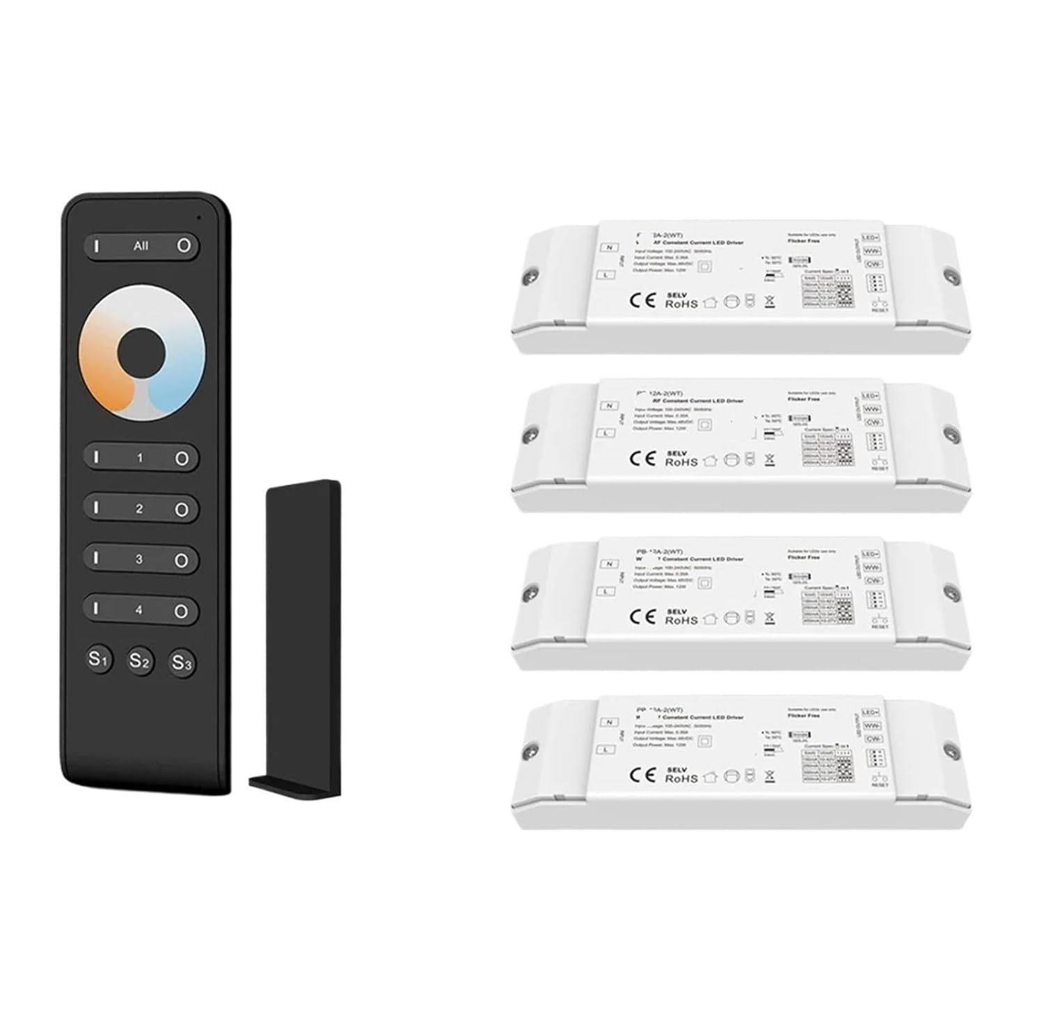 CCT LED Driver Kit Dimming Driver 4 Zone Remote Control(4 Zone KIT-B)