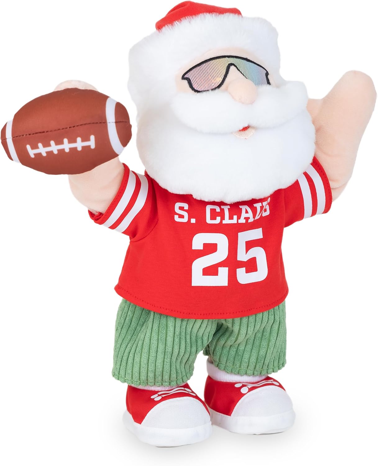 Cuddle Barn - Gameday Santa | Animated Christmas Fun Sports Singing Dancing Santa Claus Plush Toy, 13 inches, Red