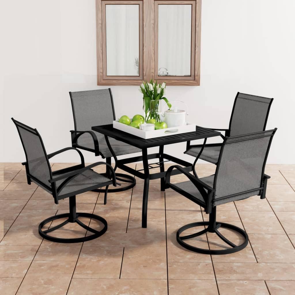 5 Piece Patio Dining Set Textilene and Steel Garden Furniture