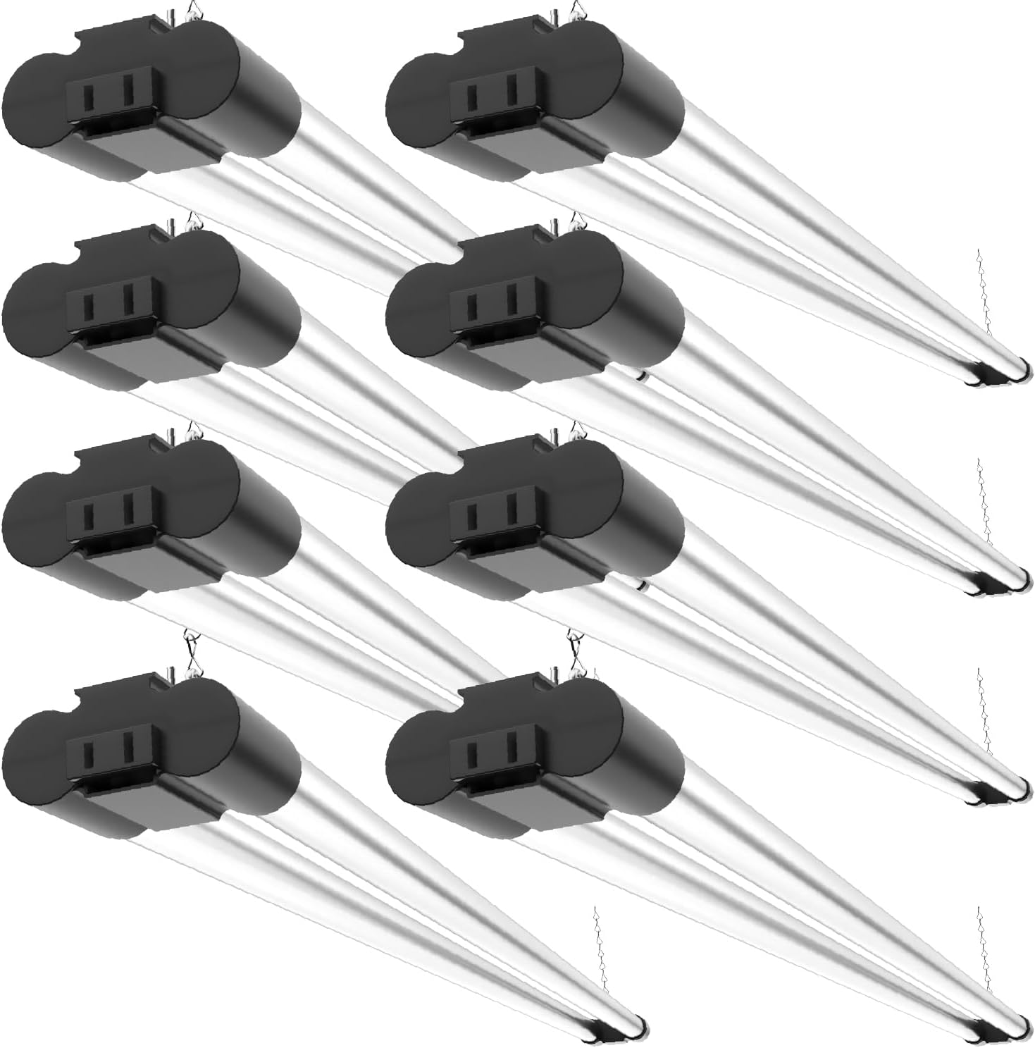Sunco 8 Pack LED Shop Lights for Workshop 4FT, Linkable Garage Lighting, 4500 LM, 40W (150W Equivalent), 6000K Daylight Deluxe, Surface + Suspension Mount, 48 Inch Integrated Fixture, Black.