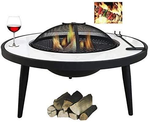 Outdoor Fire Pit Fire Pit Tables for Outside Patio, Wood Burning Fire Pit, Picnic Bonfire, with Grilled,Tongs,Rich Accessories