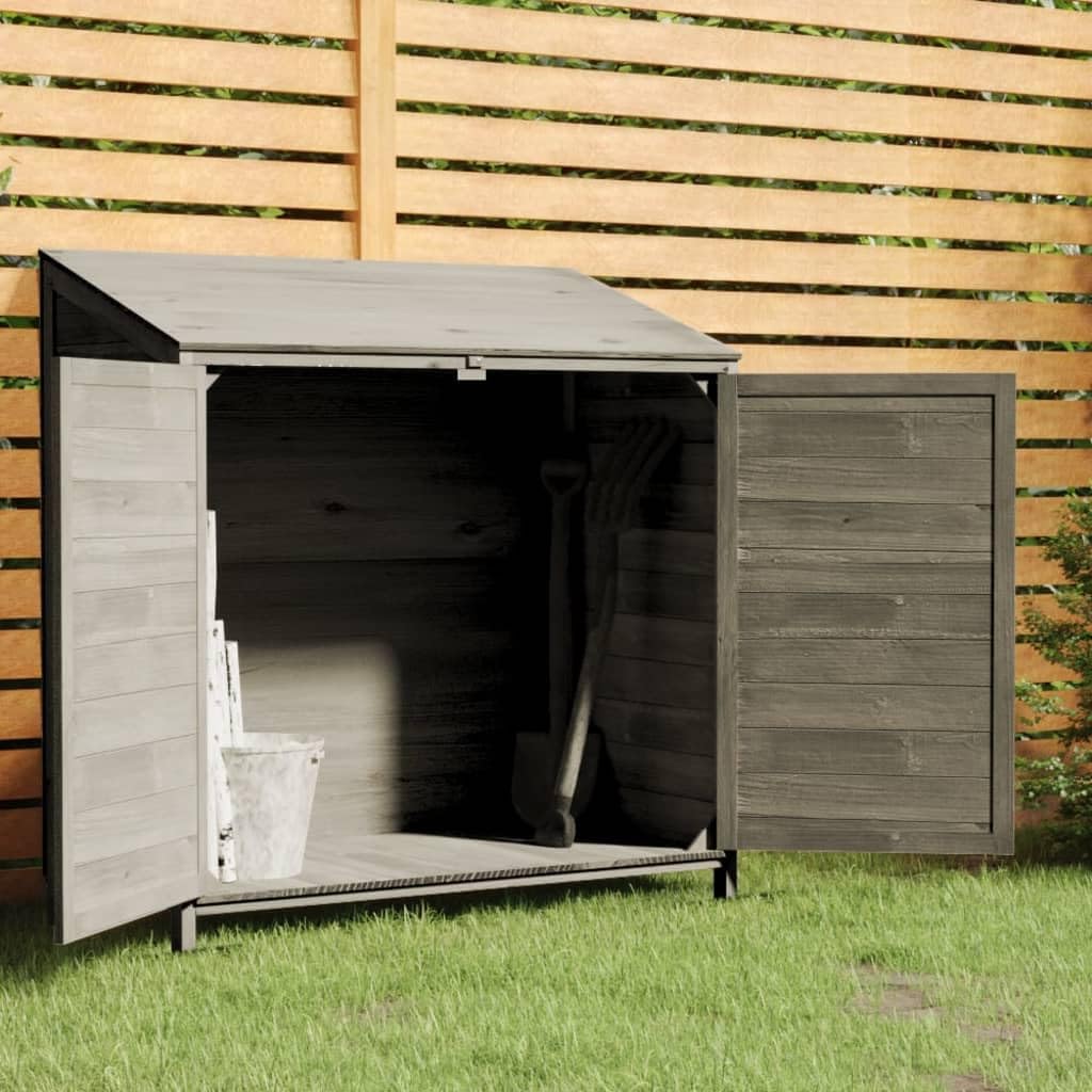 Solid Fir Wood Garden Shed Anthracite 40.2x20.5x44.1 Inch Outdoor Storage Shed with Floor for Backyard Lawn Tools Pool Accessories