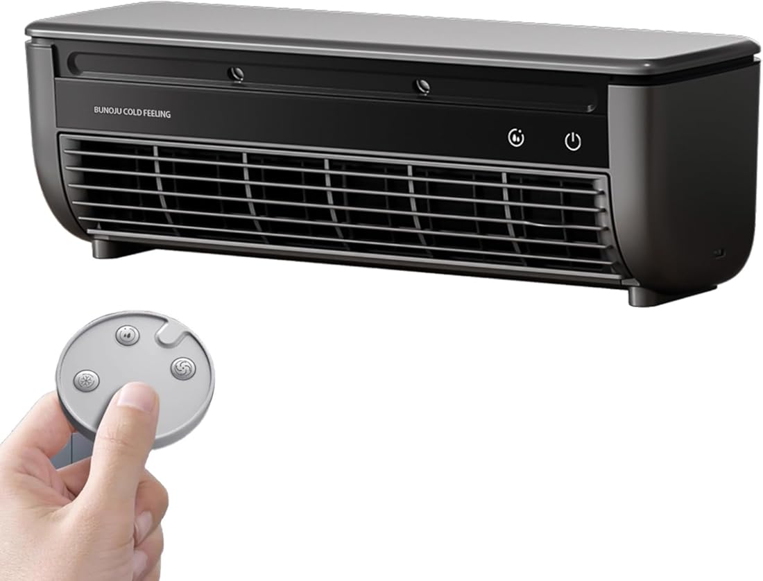 Wireless Charging Air Conditioner, 2025 Upgrade Wall Mount Ac with Remote, Portable No Drilling Kitchen Wall Air Conditioner Fan, Ice Mist Ions 10s Instant Cooling, for Home Office (Black)