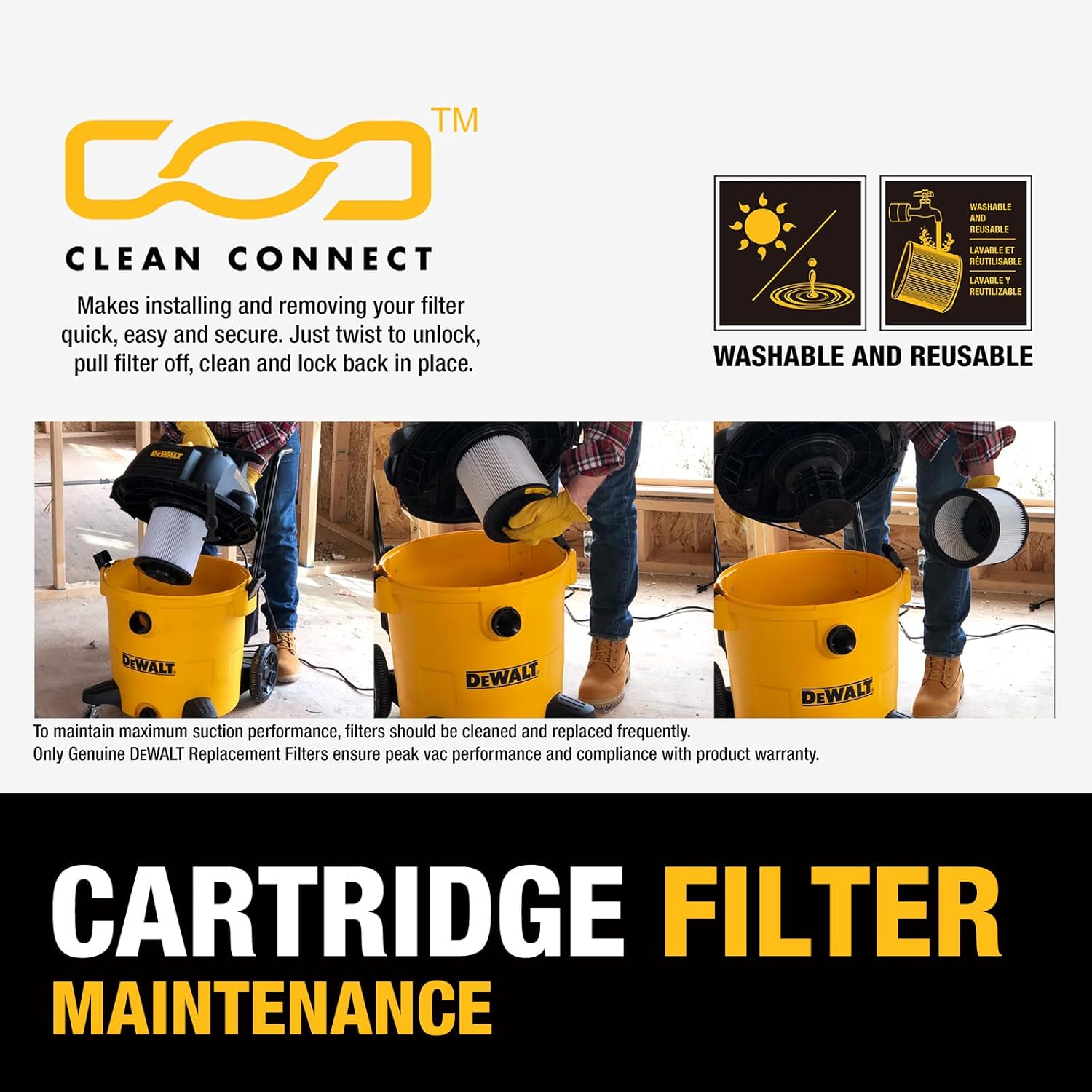 DEWALT 5 Gal Stealthsonic Shop Vacuum Wet and Dry, Ultra-Quiet Stainless Steel Shop Vac, 4 HP Heavy-Duty Vacuum Cleaner with Complete Accessory Kit and 6 Dust Bages for Home, Workshop, Garage, Car