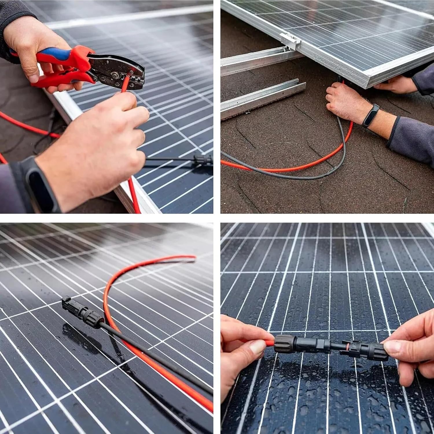 Solar Panel Extension Cable 10 AWG 50Ft 6mm² Wire Gauge Certified PV Cable,100% Tinned Copper with Male and Female Waterproof mc4 Connectors,for RV, Home Boat Photovoltaic Systems