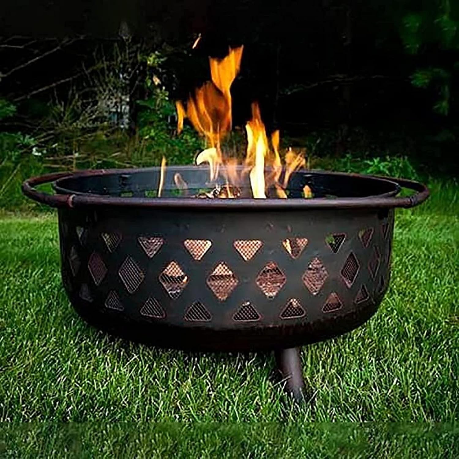 Outdoor Fire Pit, 36 Inch Large Bonfire Wood Burning Patio & Backyard Firepit for Outside with Spar