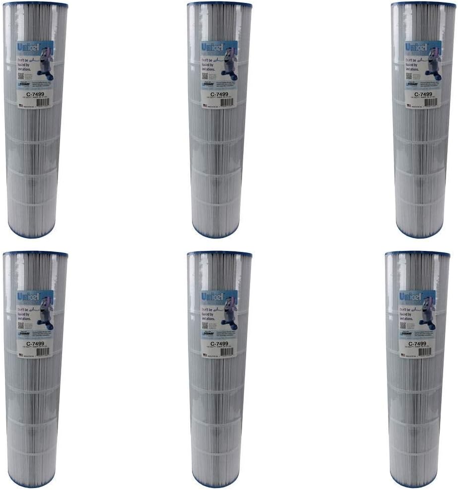 Unicel C-7499 100 Sq Ft Media Replacement Pool Filter Cartridge with 142 Pleats, Compatible with Pentair, American, and Premier Springwater (6 Pack)
