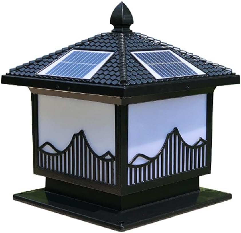 Solar Post Cap Lamp, 4-Color LED Outdoor Waterproof Stigma Lamps, Chinese Retro Column Lamps Lantern, Countryside Courtyard Wall Pillar Lights, Villa Gate Lighting Fixtures, for Garden Patio