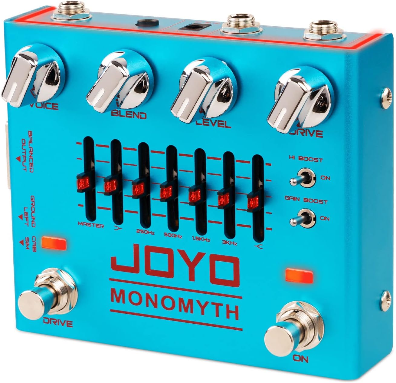 JOYO Bass Guitar Pedals Overdrive Amp Simulator Effect Pedal with 6 Band Graphic EQ and Noise Reduction Switch for Bassist Electric Guitar Bass (MONOMYTH R-26)