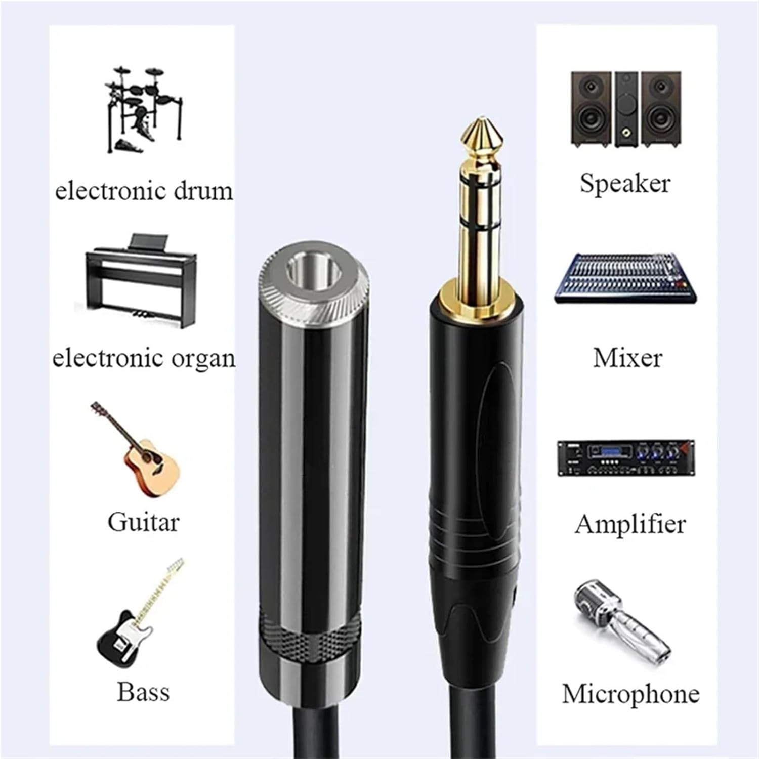 6.35mm Audio Extension Cable 1/4inch TRS Male to Female Adapter Stereo Cable for Headphone Microphone Amplifier Mixer Speaker(Female to Female,5m)