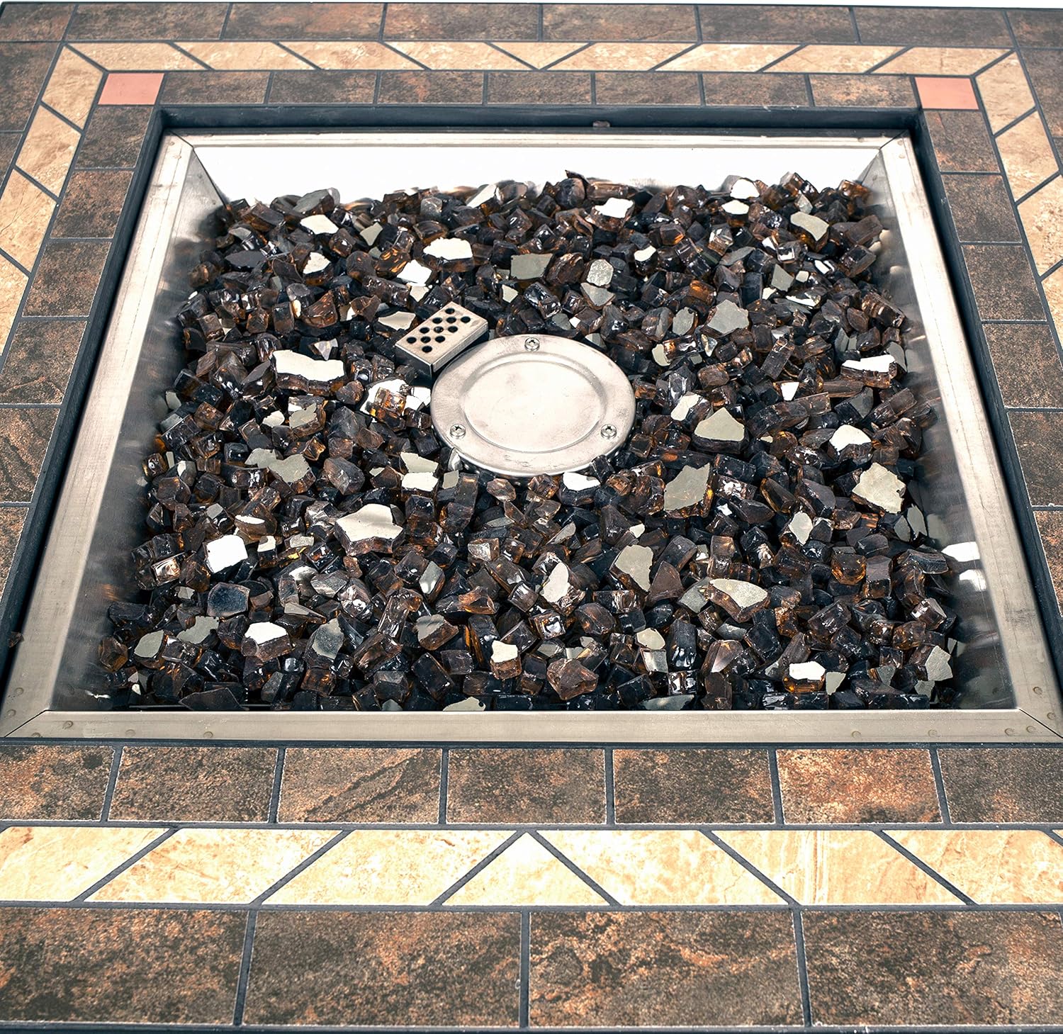 Pleasant Hearth GHP Group OFG824T Atlantis Table Gas fire Pit, Matte Black/Tile Top