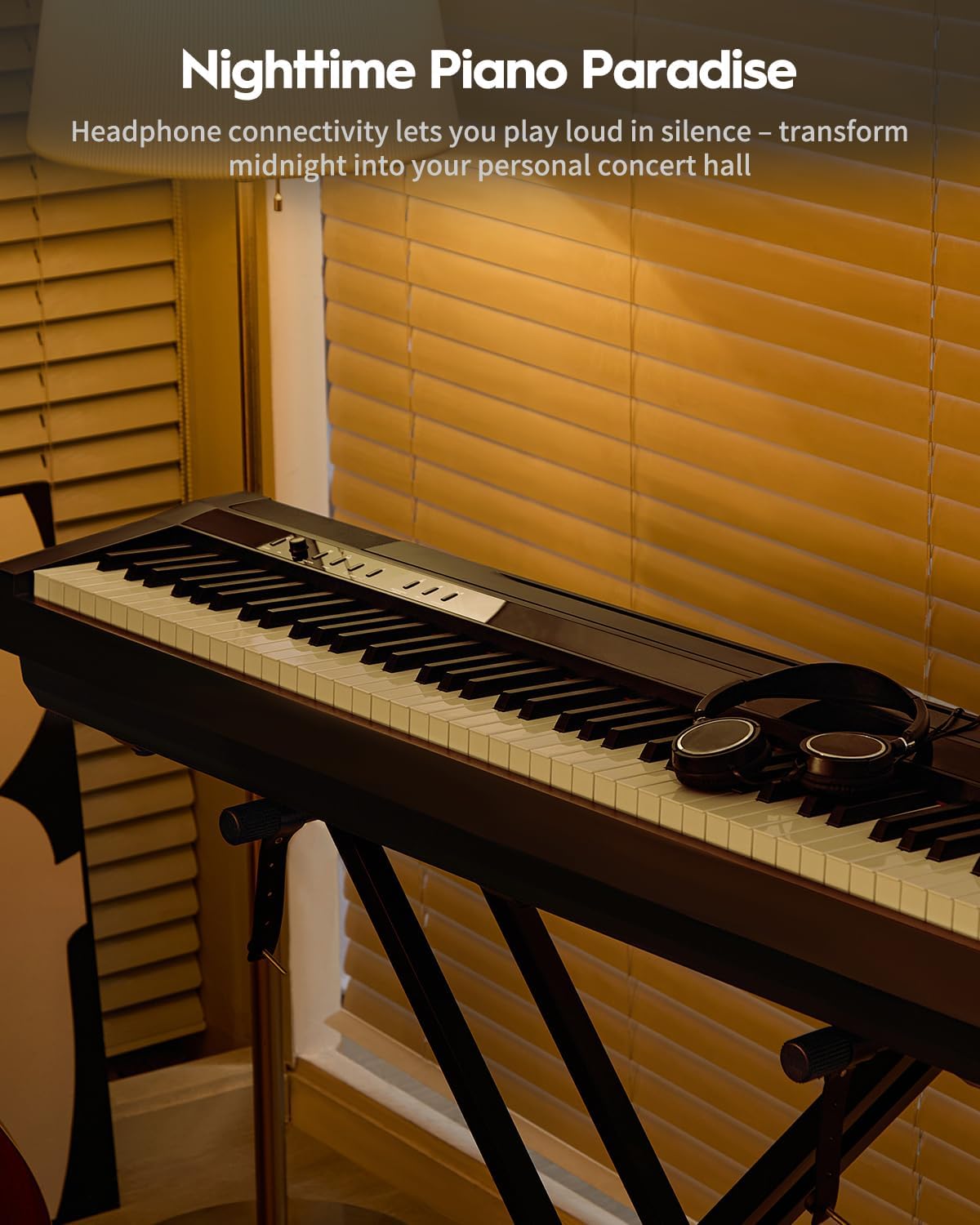 STRICH Digital Piano 88 Key Full Size Weighted Keyboard, Hammer-Action Portable Electric Piano For Beginner Adults, Bundle With Sustain Pedal, Piano Stickers, Music Rest, Black, SDP-P7