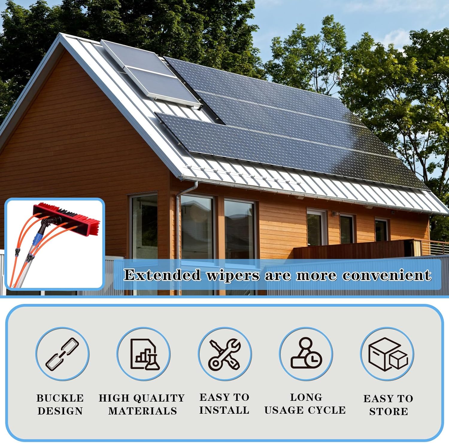 35FT Water Fed Pole Kit Adjustable Solar Panel Cleaning Kit Cleaner Tool for Window Glass Roof Outdoor Glass Brush Window Washing Equipment (35FT)