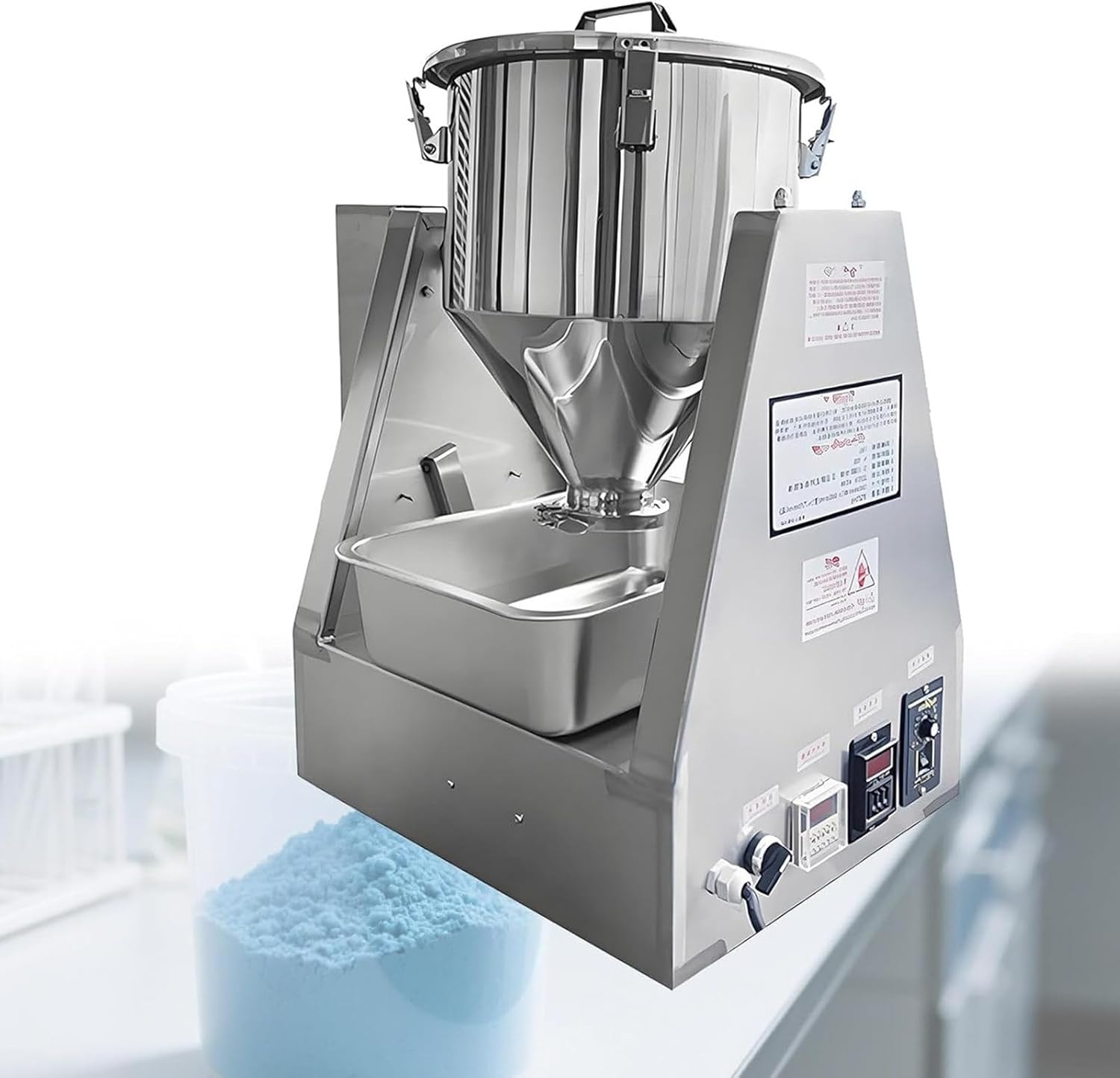 Electric 304 Stainless PowderBlenderLab Dry Dough Powder DrumMixer,Cone Shape Dry Powder Mixer for Food and Chemical Dry Powder Mixing Machine 40L