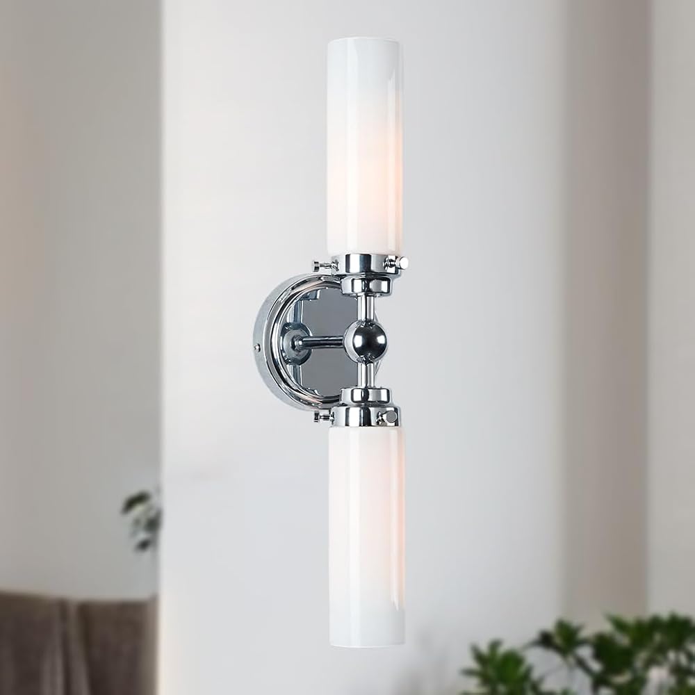 Spherical Steel Sconce, Modern Silhouette & Steel Construction Wall Light, Vanity Light for Bathroom, Living Room, Bedroom (Nickel)