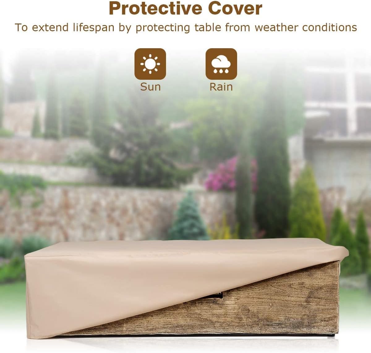 Topment 48-Inch Propane Fire Pit Set, 50,000 BTU Rectangular Gas Fire Pit Table with Lava Rocks, Waterproof Cover, Patio Rustic Outdoor Fireplace with Adjustable Flame, Propane Tank Holder Included