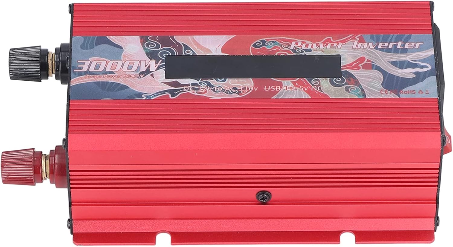 Smart Power Inverters, 3000w, DC 12V to AC 110V Smart Power Convertor, Pure Sine Inverter for Refrigerator, Solar & Wind Power(Red)