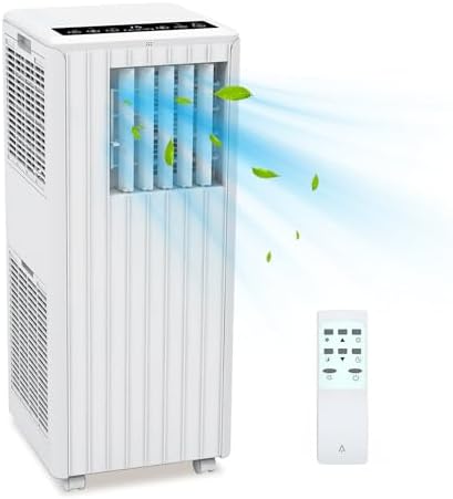 8,000 BTU Portable Air Conditioner – 3-in-1 Cooling, Dehumidifier & Fan for Rooms Up to 350 sq.ft. Quiet Energy-Saving Sleep Mode, 24-Hour Timer, Remote & Overheat Protection – Includes AC Window Unit