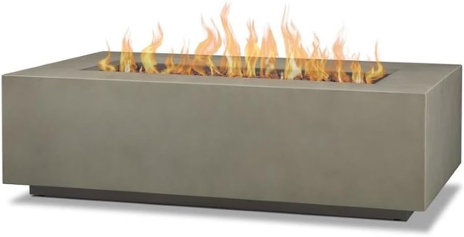 Home Square 2-Piece Set with Fire Table with Conversion Kit and Fire Glass