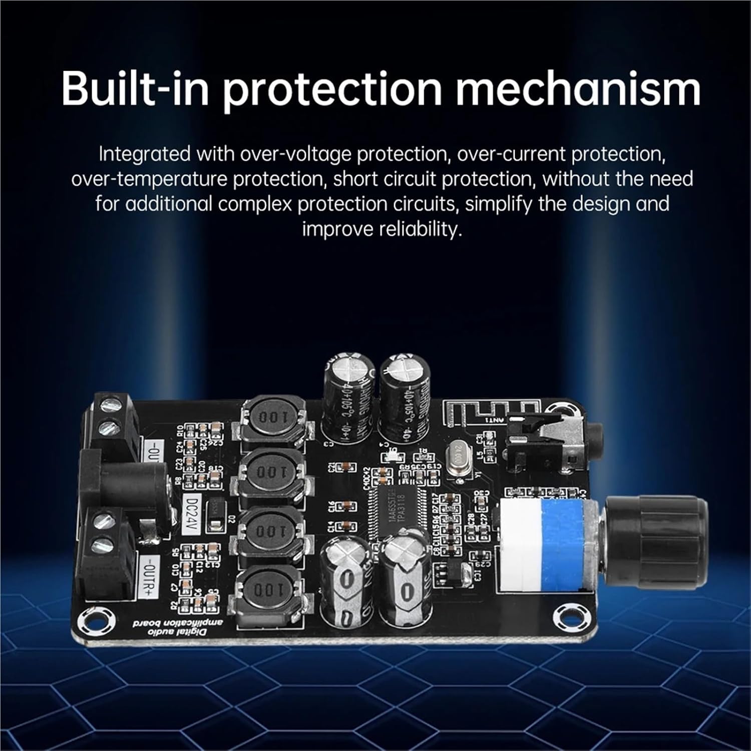 XH-A415 HD Digital Audio Amplifier Board Chip TPA3118D2 50W*2 Dual Channel Sound Amplifier Module 50WX2 AUX/Bluetooth(2PCS 50W 50W)