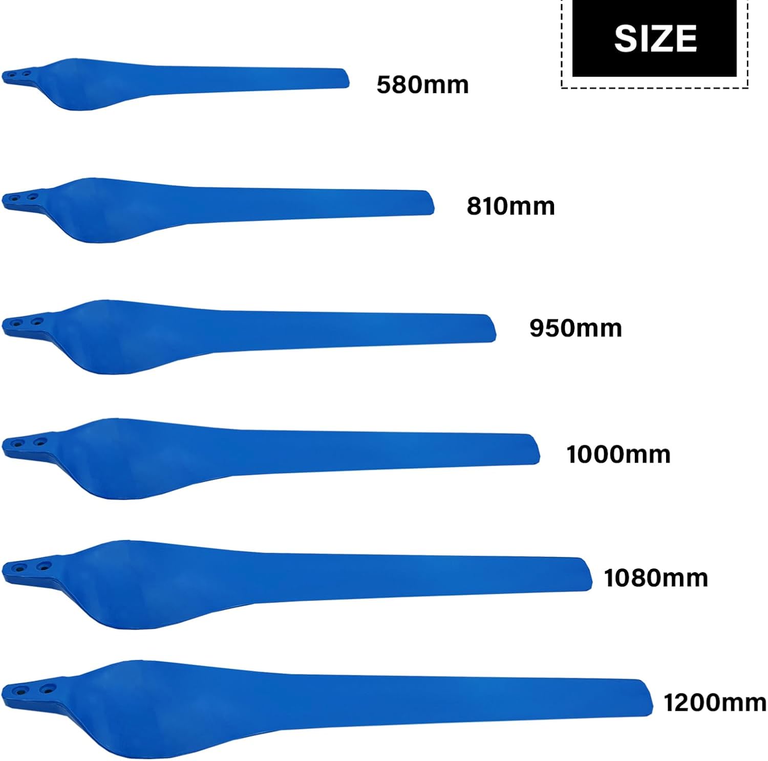 Wind Turbine Generator Blade 580mm-1200mm Blue Nylon Fiber Blades, 3 Blades, Wind Turbine Replacement Blades Durable and Long-Lasting for DIY Wind Turbine Easy to Install,Blue,810mm