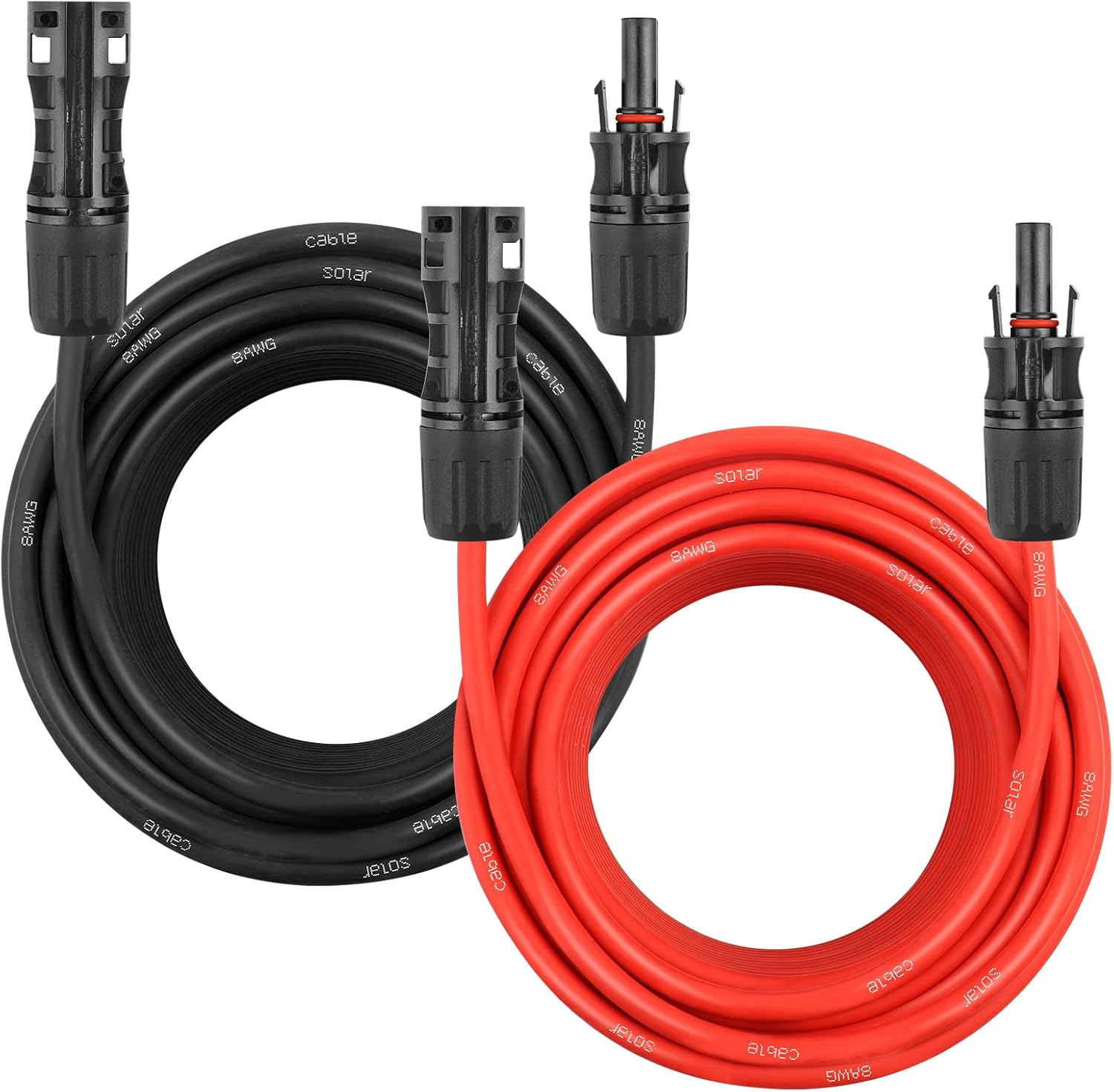 Solar Panel Extension Cable - 8AWG 40FT Solar Wire Cord 8 Gauge PV Wire with Female & Male Waterproof Connector for RV, Photovoltaic Systems, Home, Boat, Solar Panels, Car(40ft Red + 40ft Black)