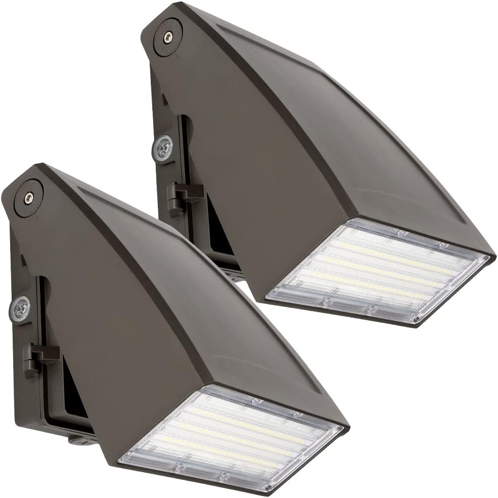 DAKASON (2 Pack) 60W LED Wall Pack, Dusk-to-Dawn Photocell, Adjustable Head, Full Cut-Off Security Light, 5000K 6600lm Replaces 200-300W HPS/HID IP65 Waterproof Outdoor Lighting Fixture, ETL Listed