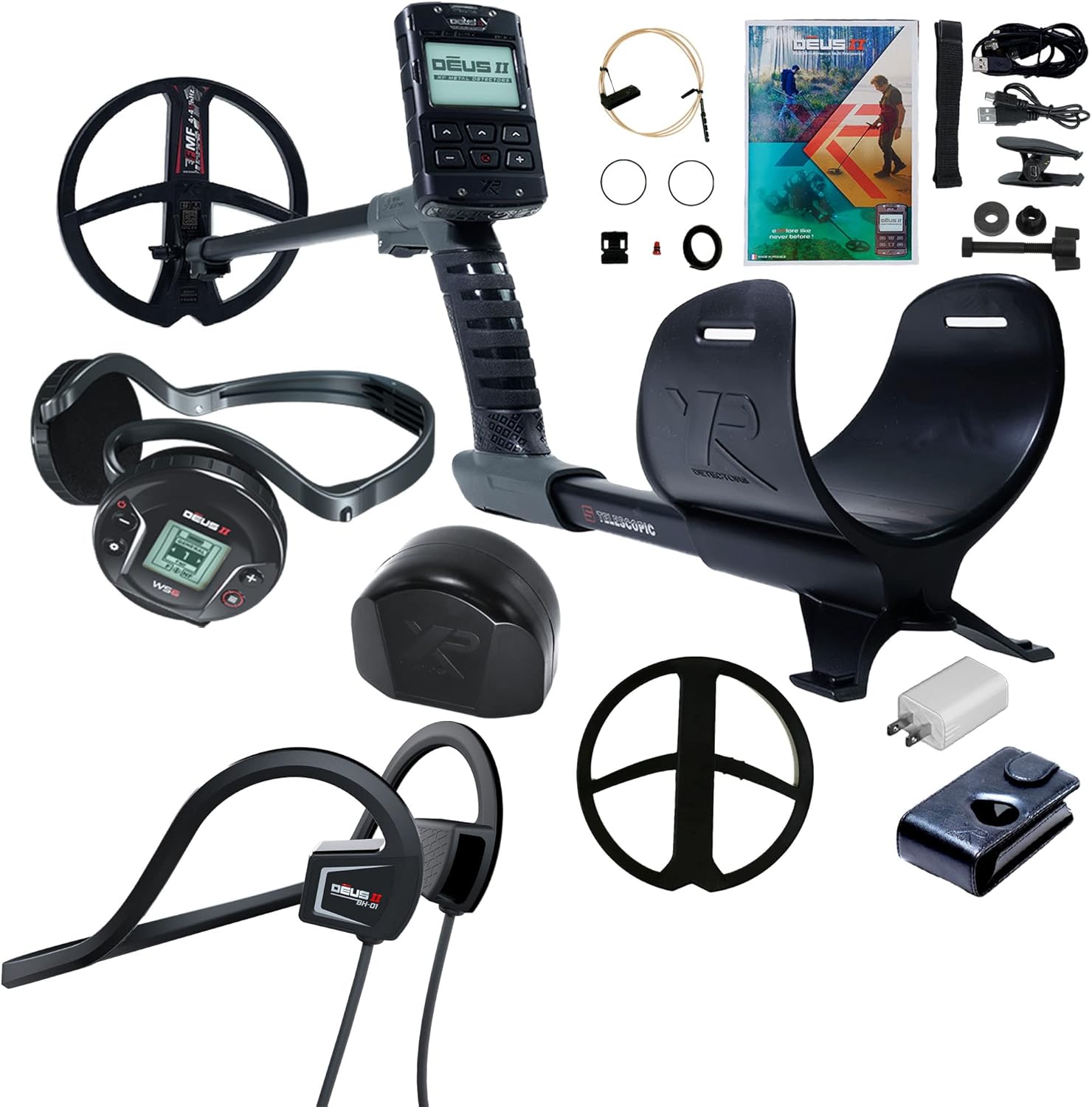 XP Deus II FMF Metal Detector with 9 inches FMF Coil and Bone Conduction Headphones