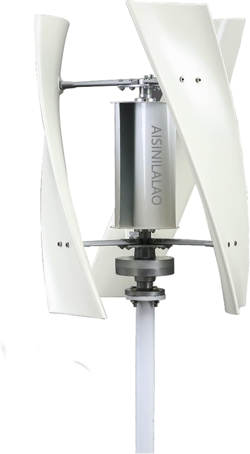 12000W No Noise Vertical Wind Turbine, 3 Blades for Home Use Vertical Axis Wind Turbine,12V 24V 48Vwith Waterproof Charge Controller(White)
