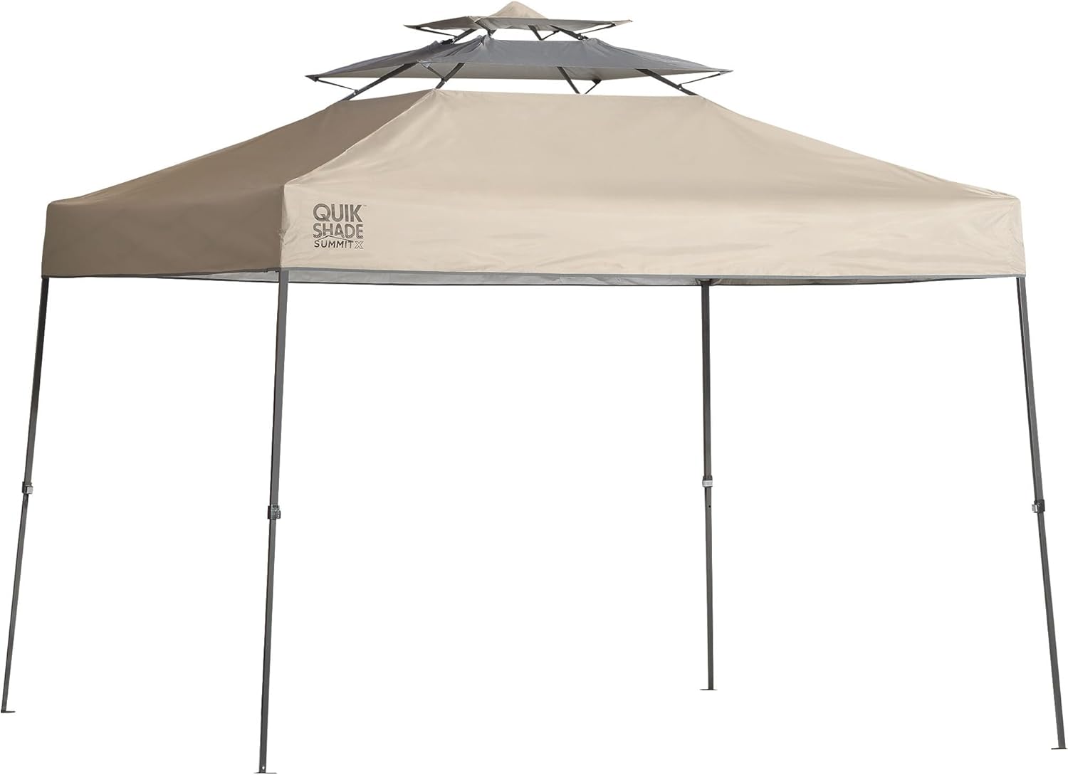 Quik Shade 10' x 10' Summit X 100 Square Feet of Shade Straight Leg Base with Adjustable Dual Half Awnings Instant Outdoor Pop-Up Canopy, Taupe