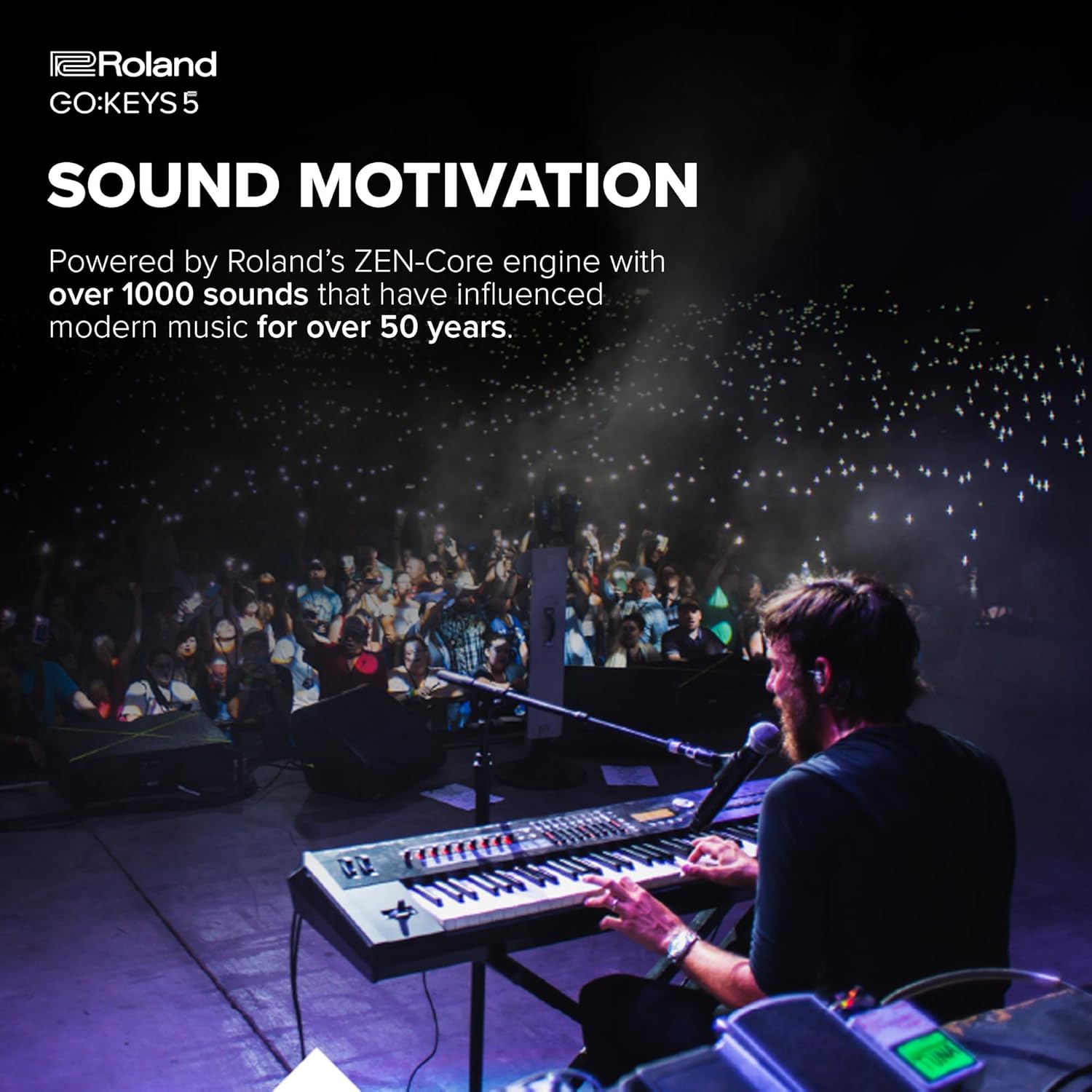 Roland GO:KEYS 5 Music Creation Keyboard | 61-Note Keyboard | Built-In Stereo Speakers | Mic Input | Bluetooth Audio/MIDI Support for Music Streaming - Graphite