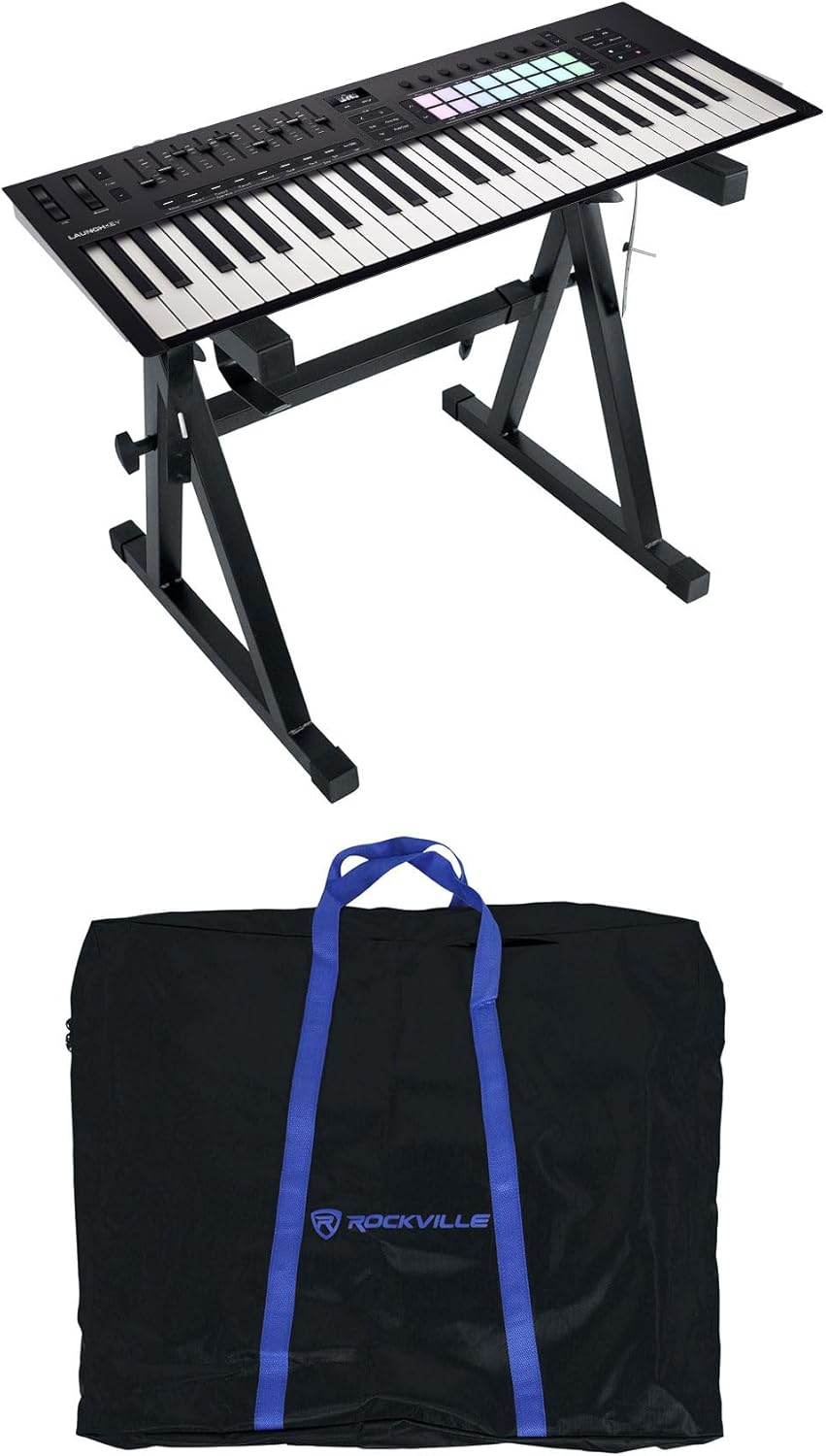 Audiosavings Bundle: Novation LAUNCHKEY 49 MK4 49-Key USB MIDI Ableton Live Keyboard Controller Bundle with Rockville Z50 Z-Style Pro Keyboard Stand+Travel Bag - Adjustable Height + Width (2 Items)