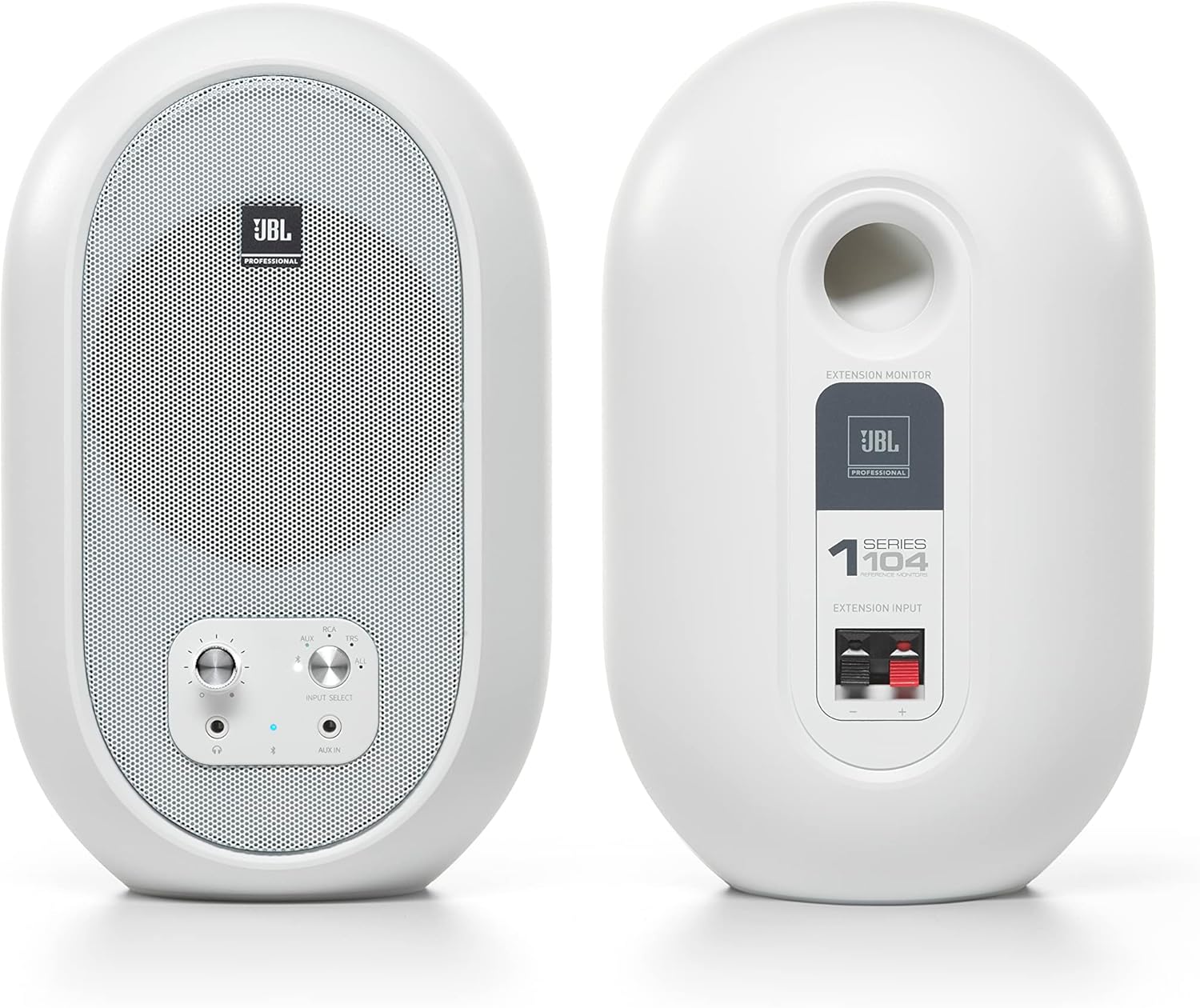 JBL Professional 1 Series 104-BT Compact Desktop Reference Monitors with Bluetooth, White, Sold as Pair, 4.5-inch Speaker