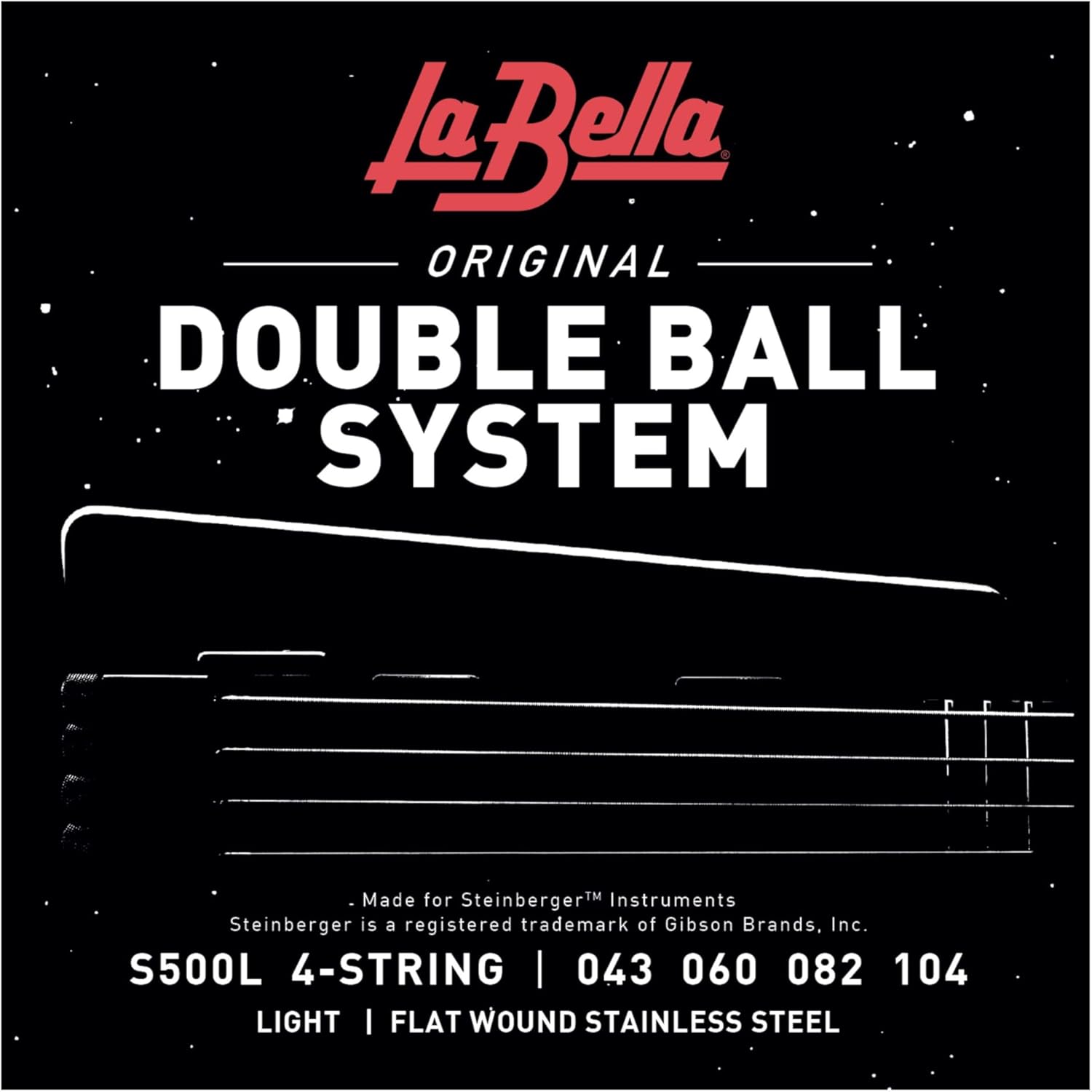 La Bella S500L Double Ball SystemLight Flat Wound Stainless Steel 4- String 43-104