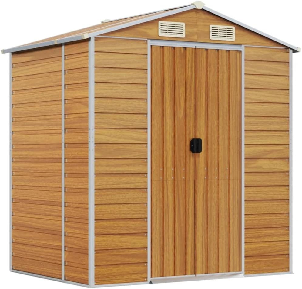 vidaXL Garden shed - Light Brown Galvanized Steel - 75.2