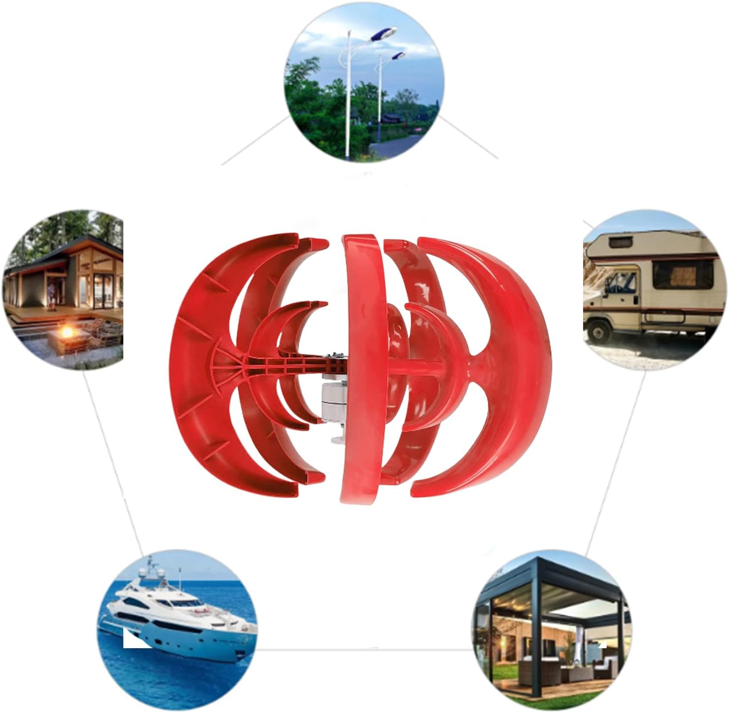 4000W No Noise Vertical Lantern Wind Turbine Generator 220V-12V Renewable Energy Off-Grid Power Wind Turbine Kit W/MPPT Controller for Home Street Lighting,24v