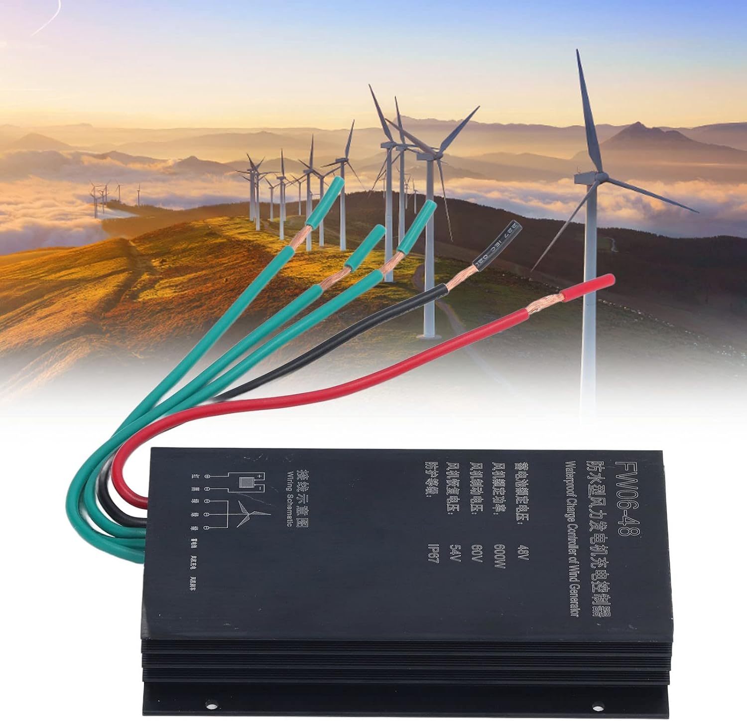 48V 600W Wind Charge Controller, Aluminum Design, Automatic Charging - Integrated Module, IP67 Protection, Wind Turbine Generator Kit Use