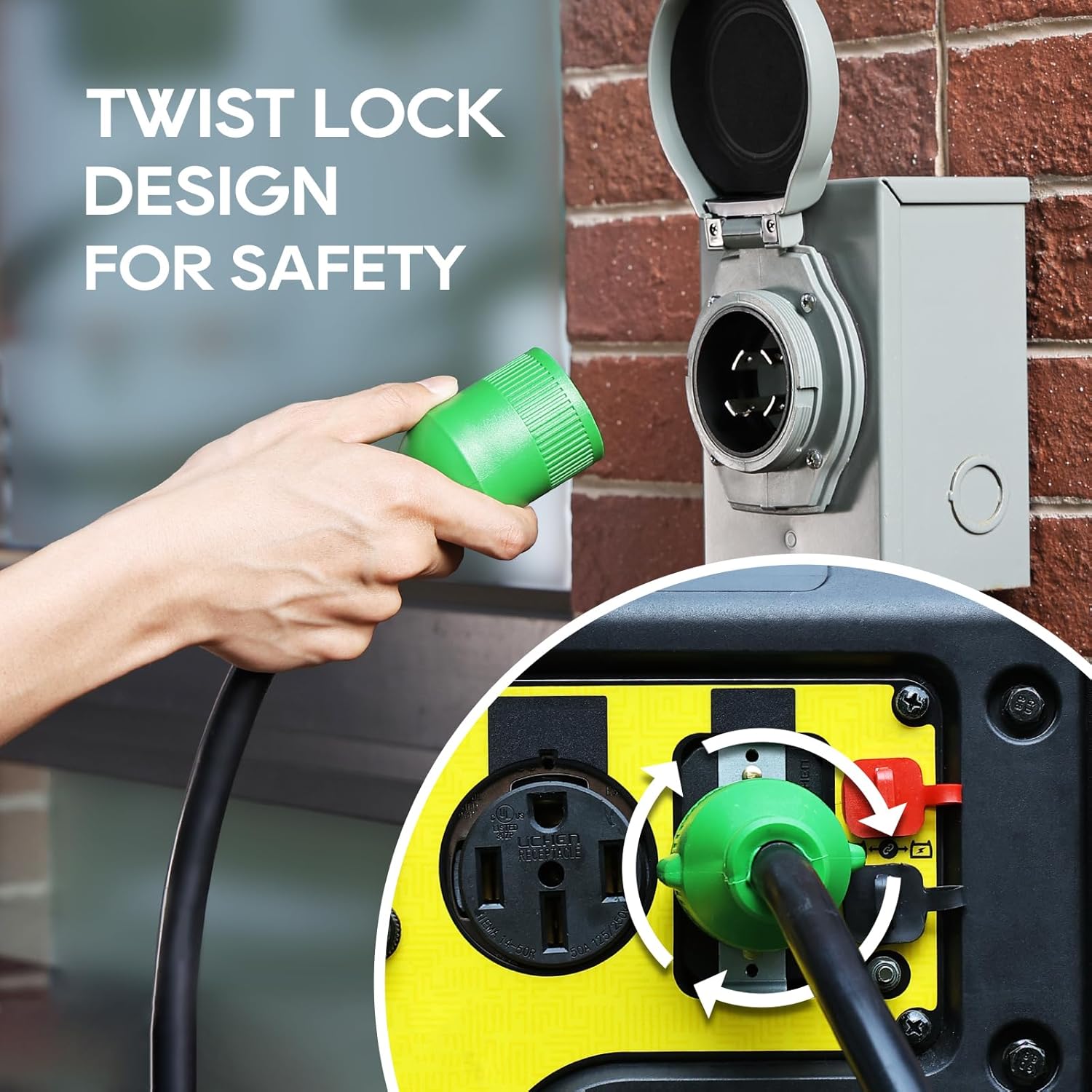 RVGUARD 4 Prong 30 Amp 40 Foot Generator Extension Cord, NEMA L14-30P/L14-30R, 125/250V Up to 7500W 10 Gauge SJTW Cord with Organizer, ETL Listed