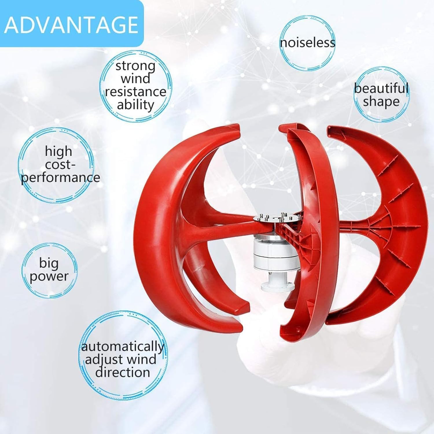 CHRISK 9000W 12V 24V Wind Power Turbine Generator Maglev Generator Vertical Wind Generator with 5 Blade and Controller