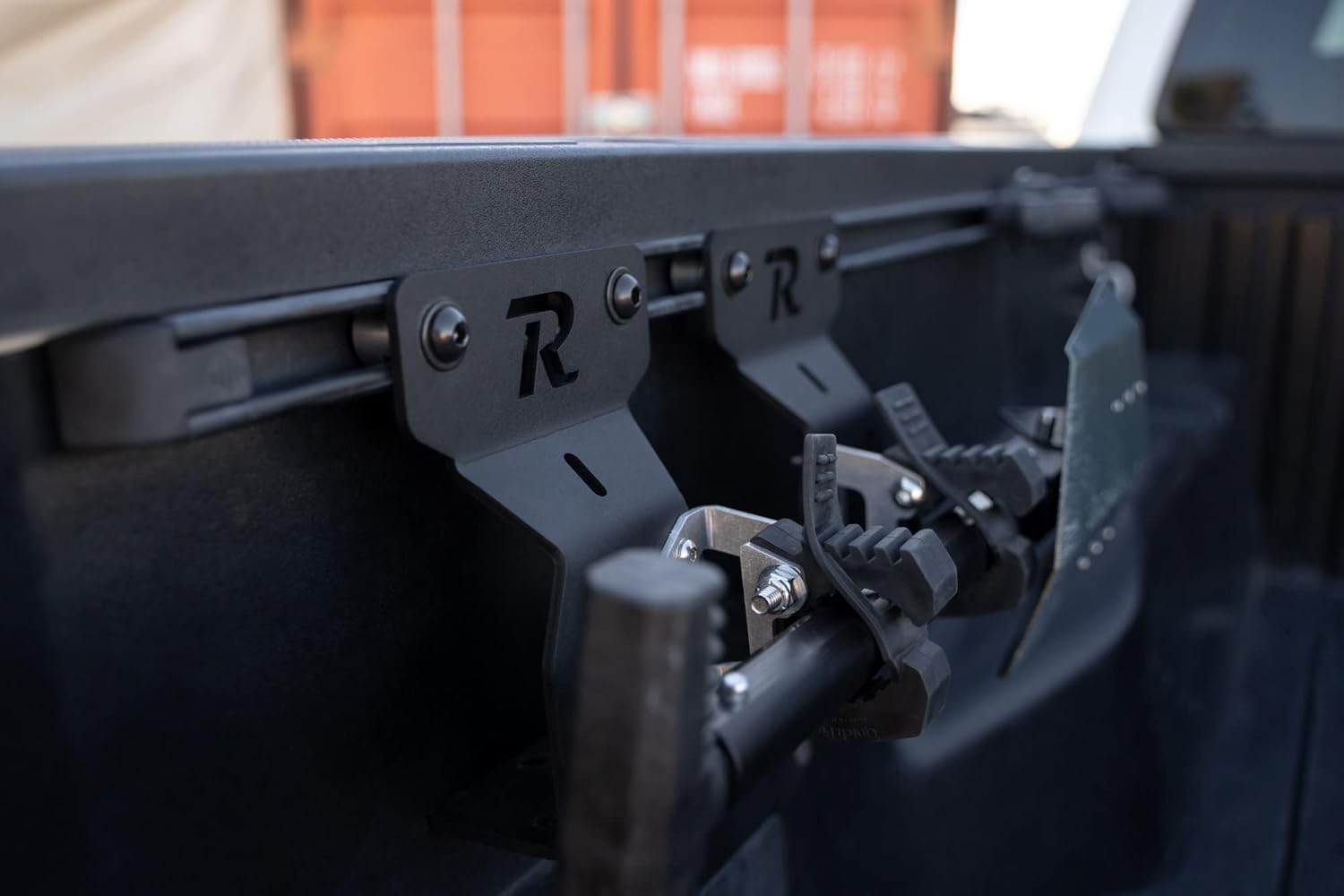 Rago Fabrication Bed Rail Modular Accessory Mount for Shovels, Recovery Boards, Fuel Cans & Other Accessories for Toyota Tacoma | 3 Mounting Locations | Made in The USA