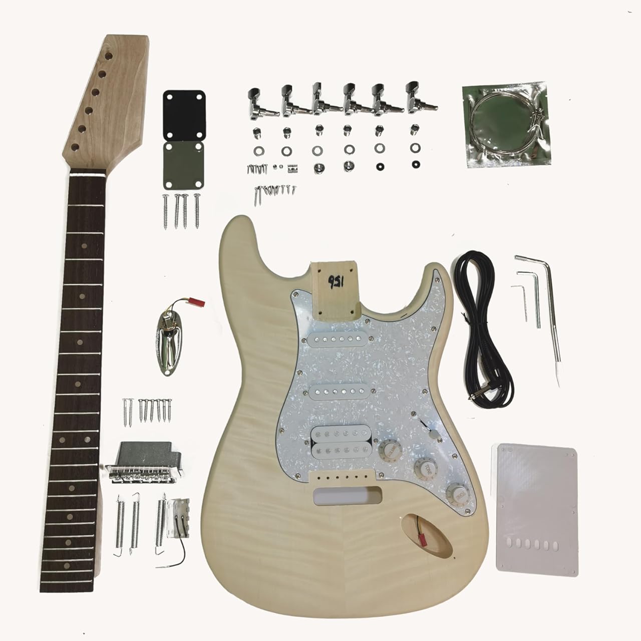 Flame maple pattern ST style semi-finished diy electric guitar kit