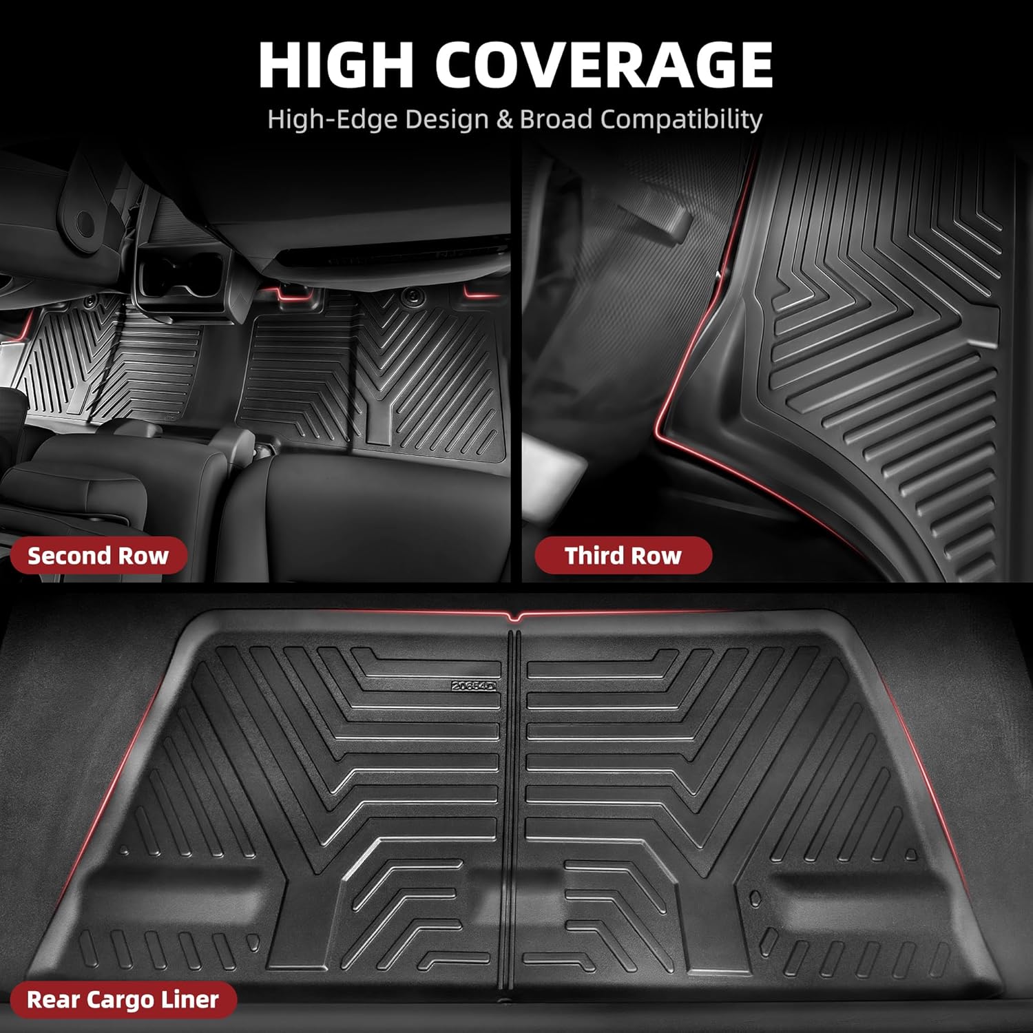 YITAMOTOR Floor Liner and Cargo Mats Fit for 2018-2026 Honda Odyssey Mini Passenger Van, All Weather TPE Car Floor Liners,Durable Anti-Slip Accessories, 1st & 2nd & 3rd Row & Cargo Liner, Black