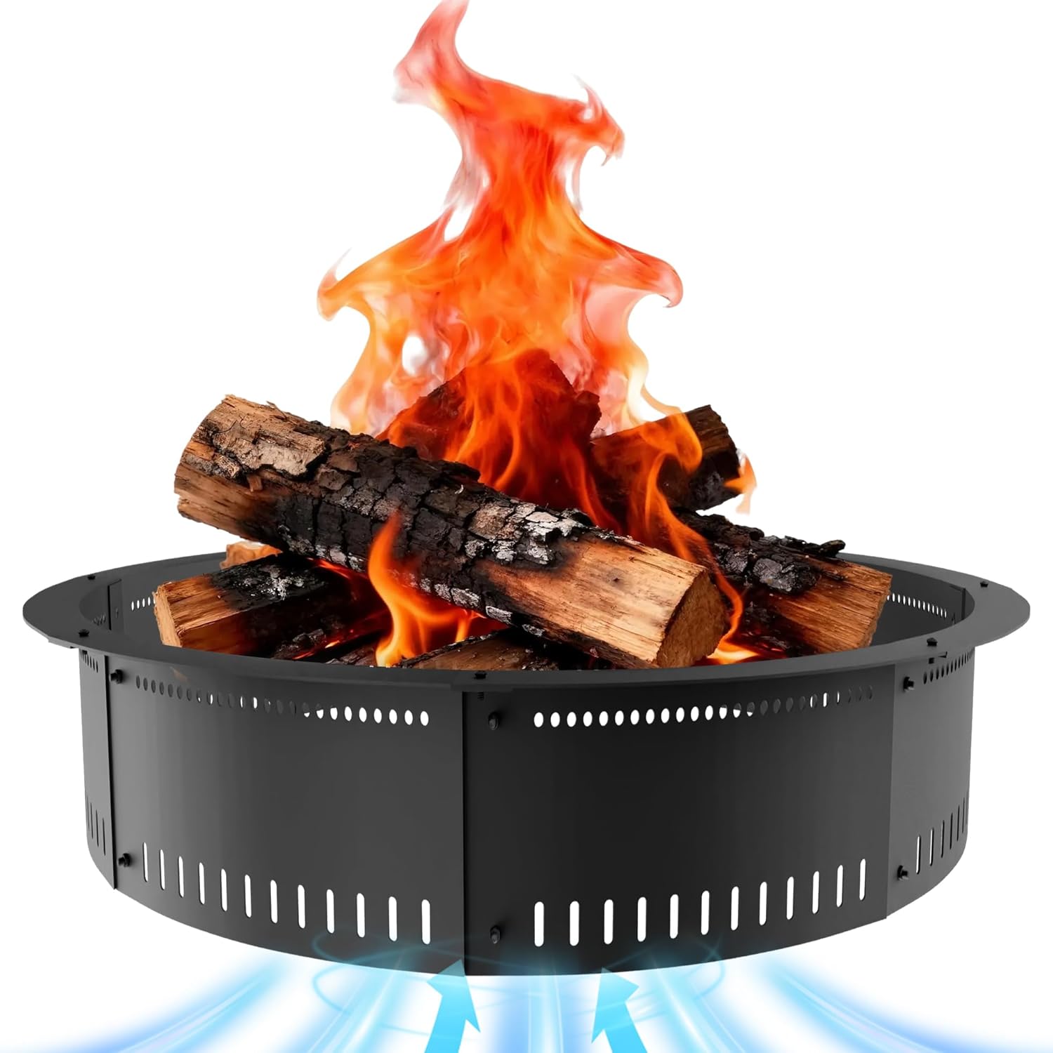 Smokeless Fire Pit Ring Insert - 48 Inch Outdoor Fire Pit Liner with Airflow Design for Efficient Burning, Durable Steel Construction, for Outdoor Camping